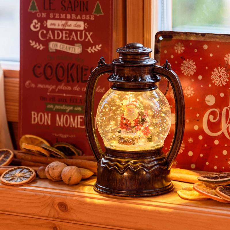 Lanterne Boule de Noël effet glitter à lumière